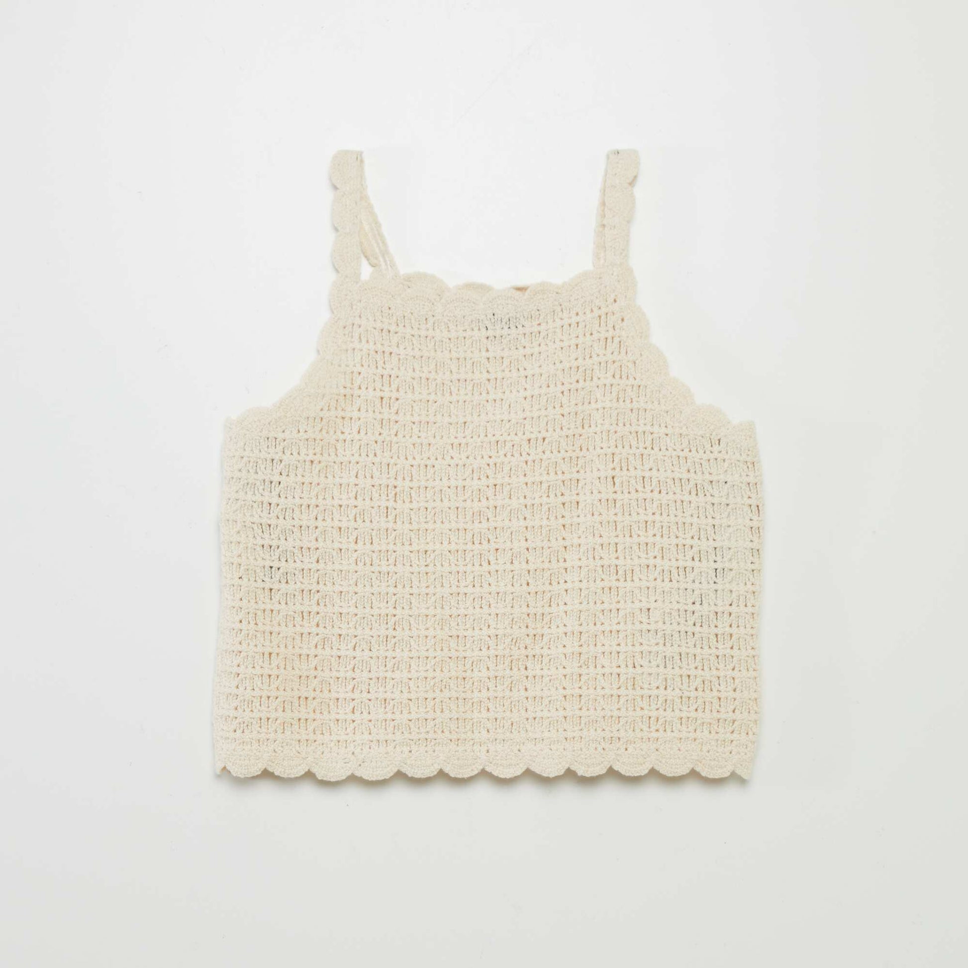 Top en maille crochet Beige