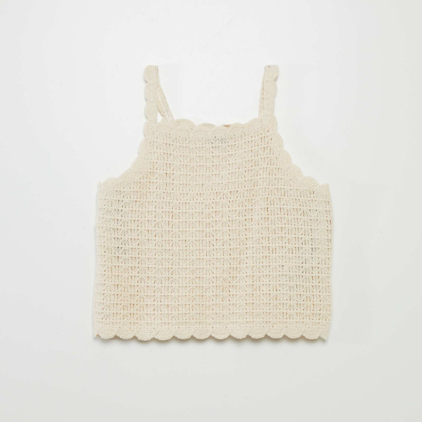 Top en maille crochet Beige