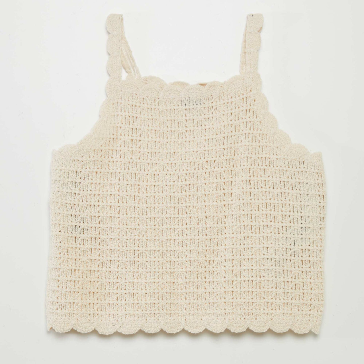 Top en maille crochet Beige