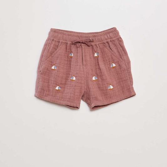 Short en double gaze de coton Violet