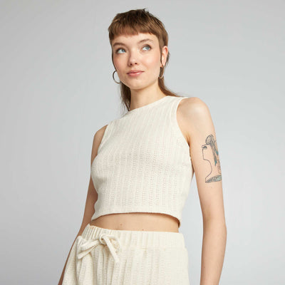 Top en maille fantaisie ajour e Beige