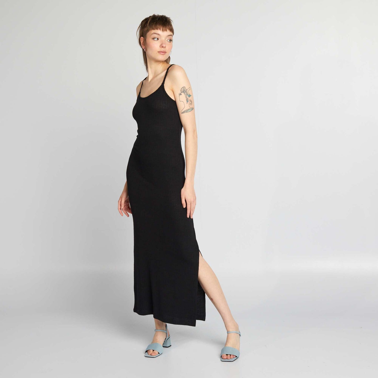 Robe longue en maille noir