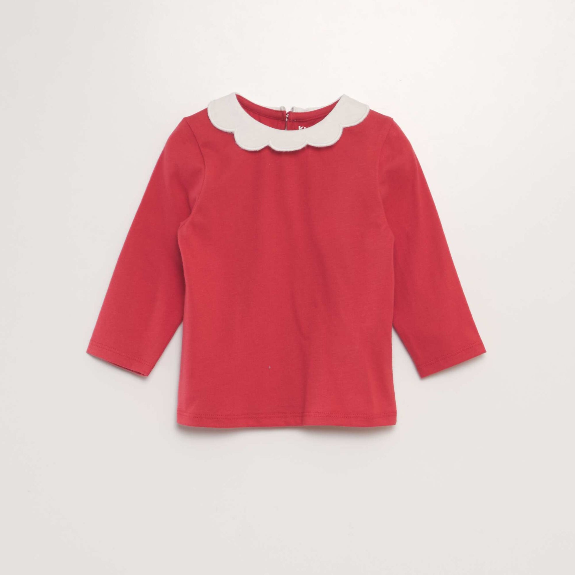 Tee-shirt manches longues col ondul Rouge