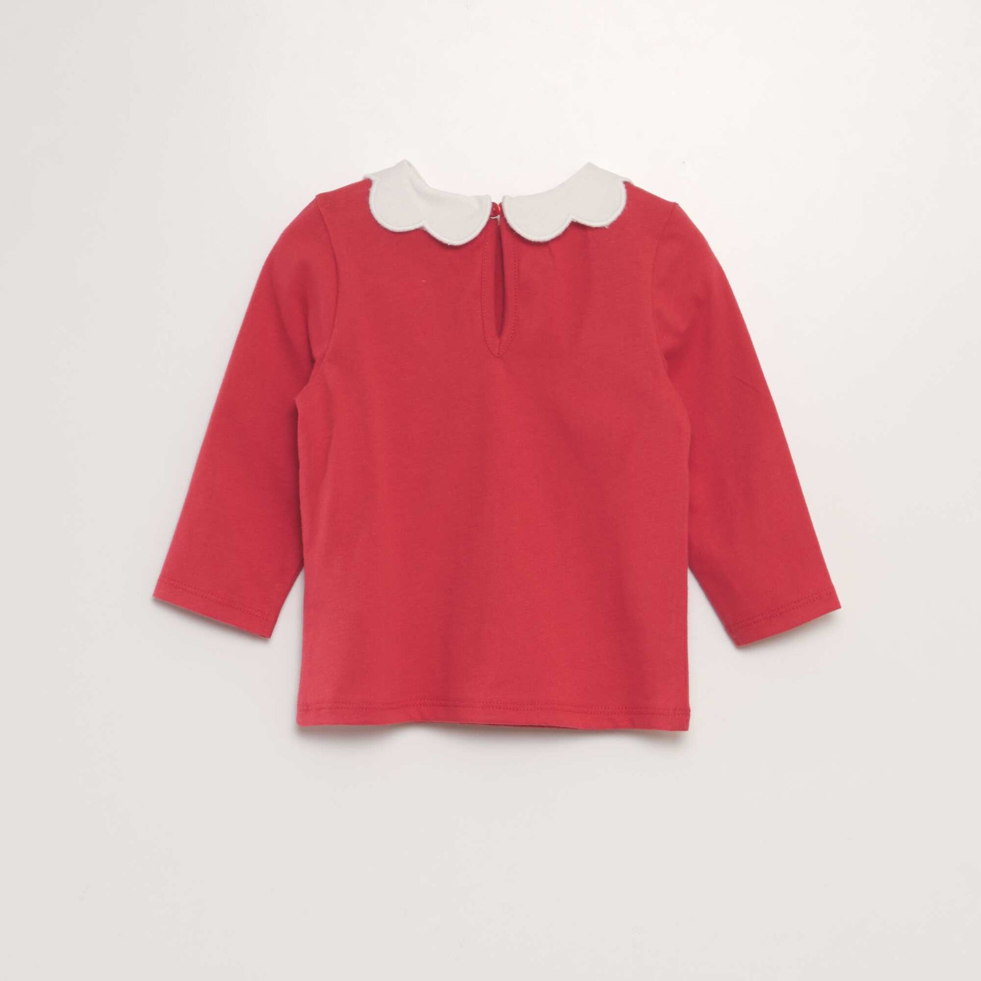 Tee-shirt manches longues col ondul Rouge