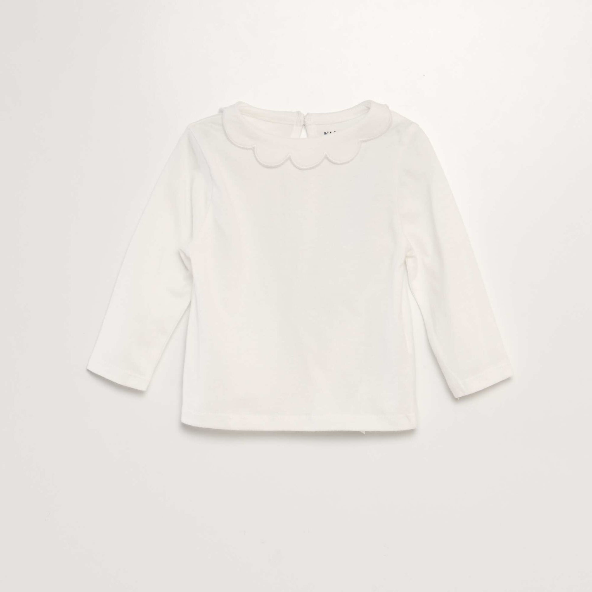 Tee-shirt manches longues col ondul blanc