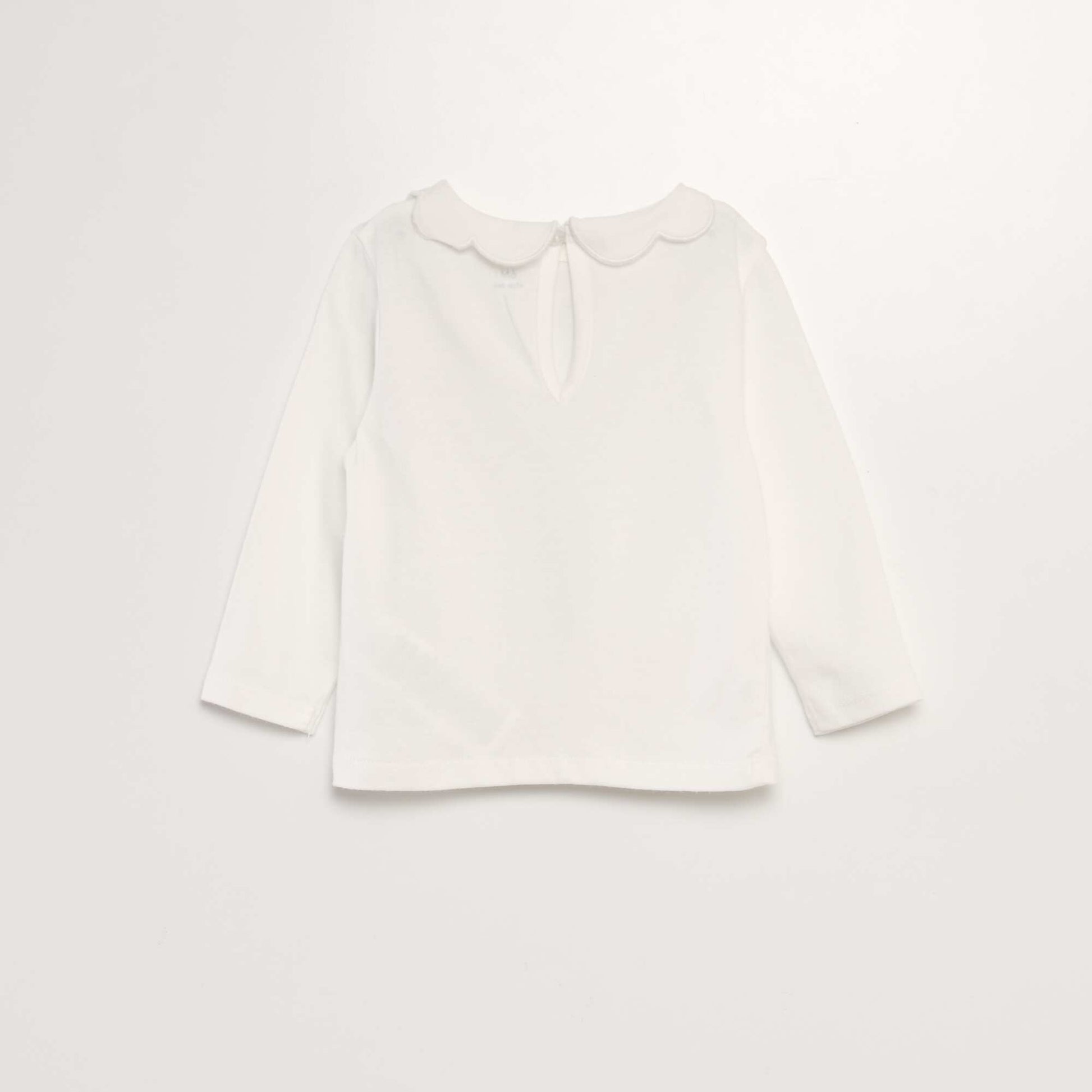 Tee-shirt manches longues col ondul blanc
