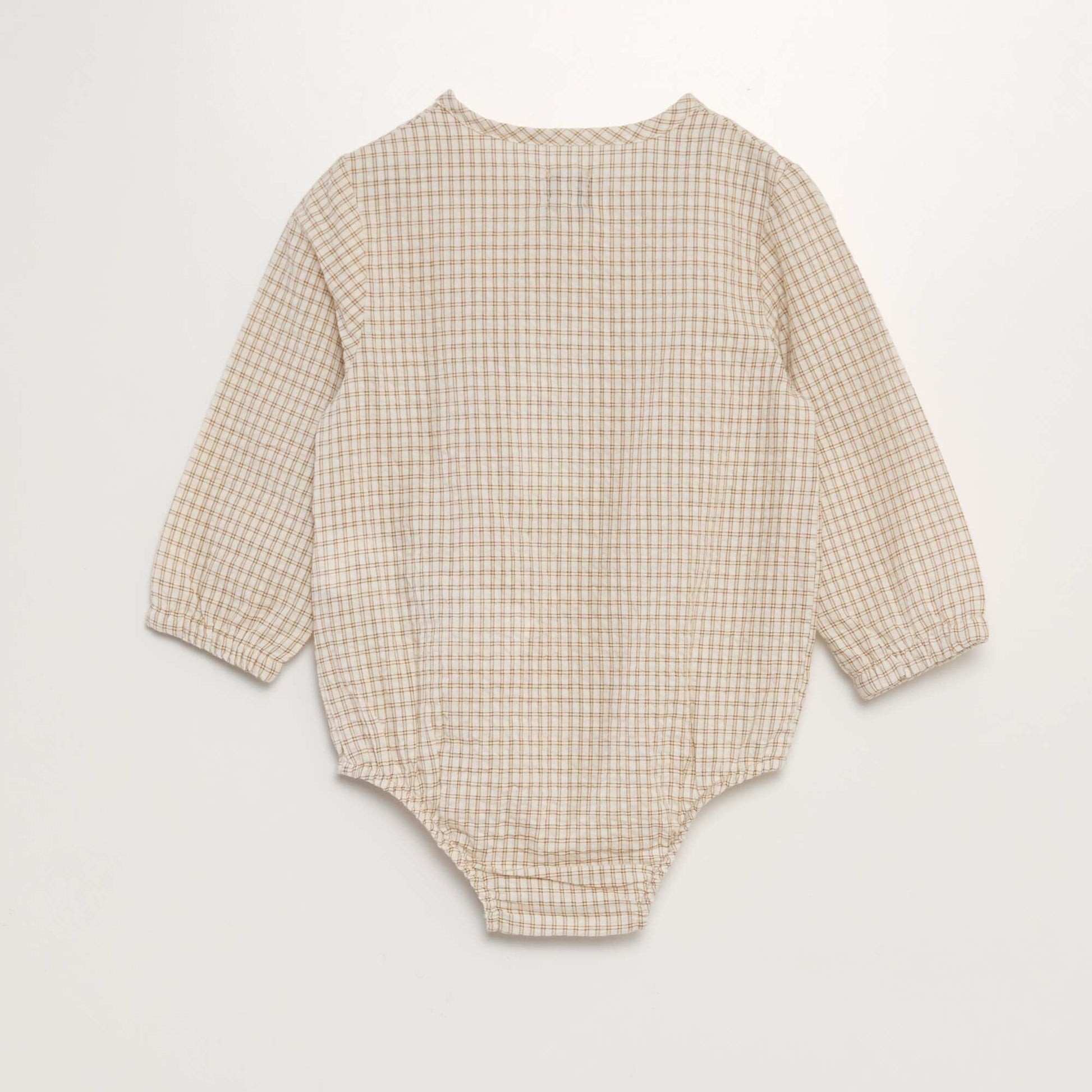 Chemise body carreaux en seersucker Beige carreaux