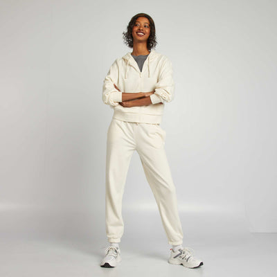Jogging uni en molleton fin BEIGE