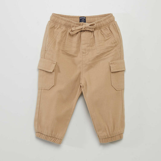 Pantalon jogger avec poches   rabat Beige