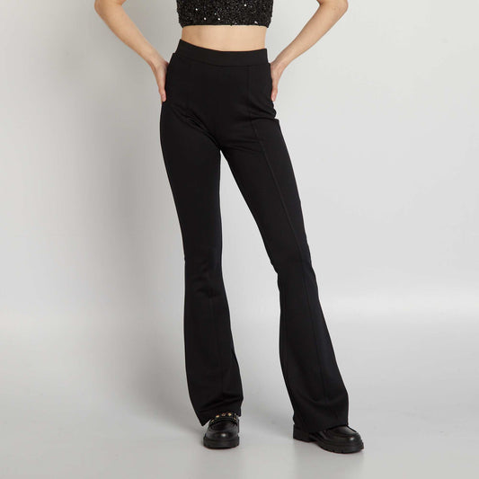 Pantalon flare/bootcut en mati re stretch noir