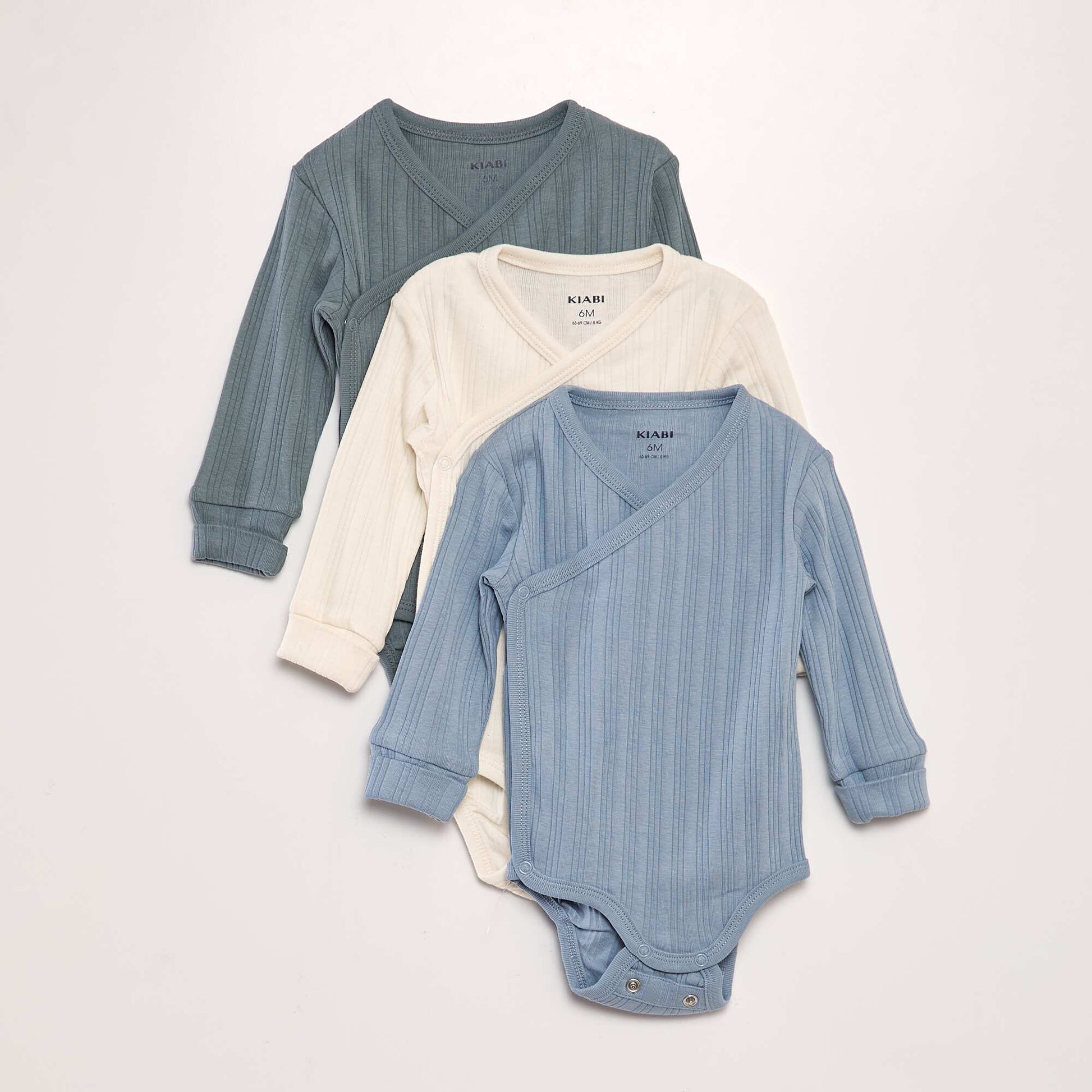 Lot de 3 bodies volutif Bleu/beige