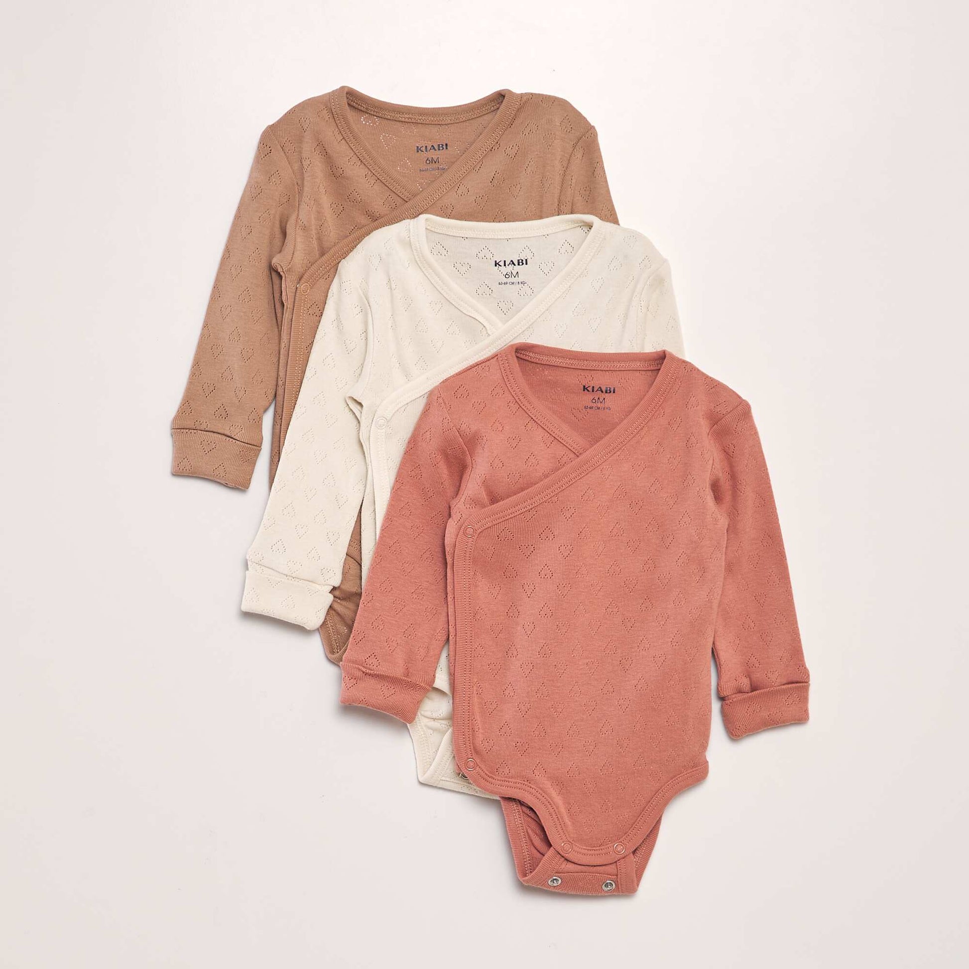 Lot de 3 bodies volutif Rose/beige