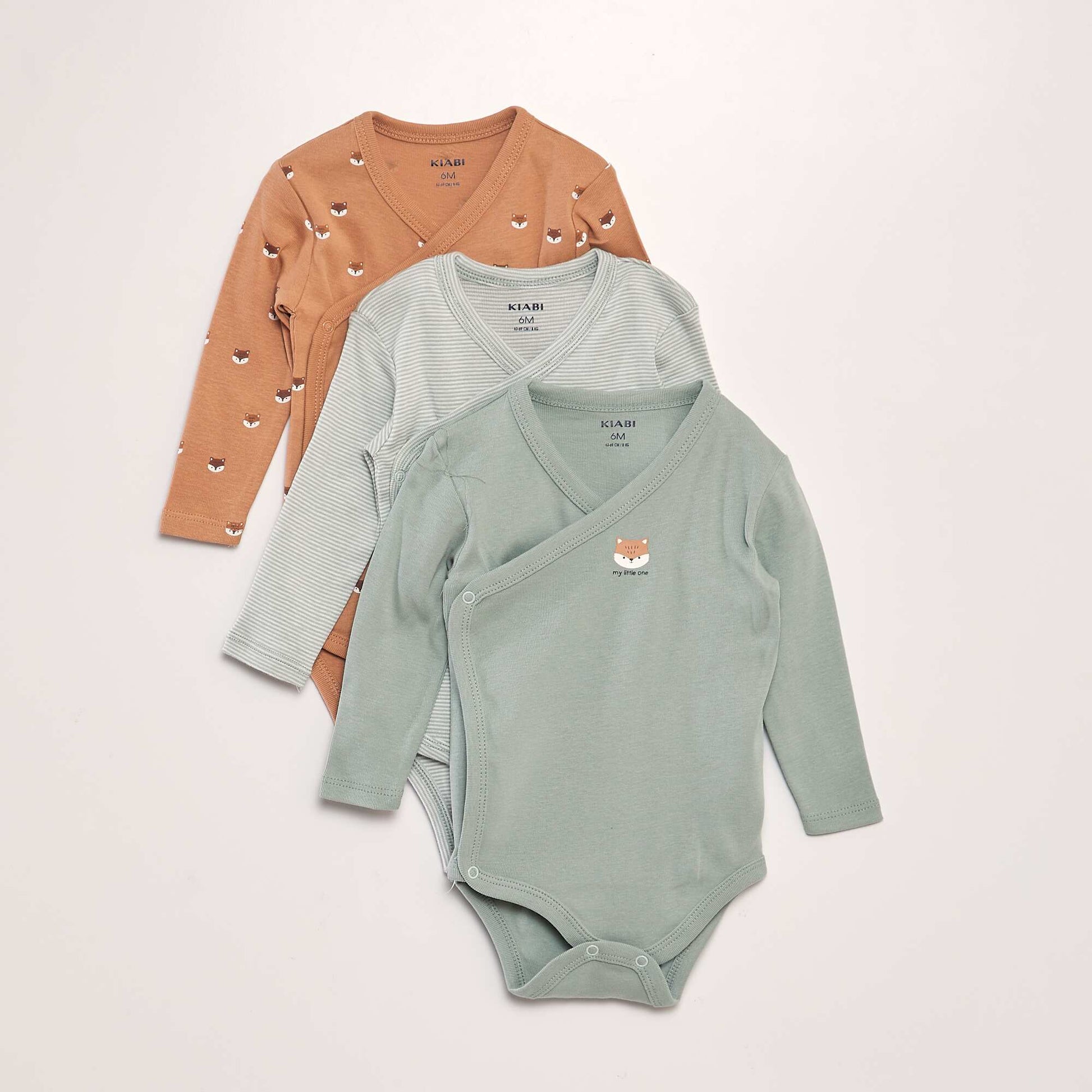 Lot de 3 bodies forme crois es Orange/vert