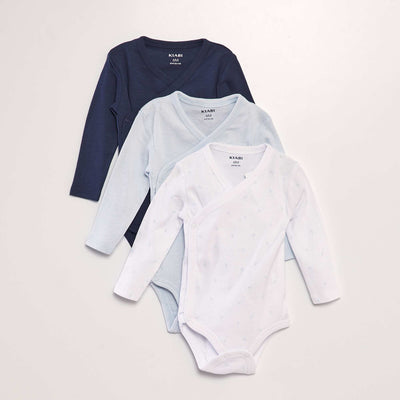 Lot de 3 bodies forme crois es Bleu marine/blanc