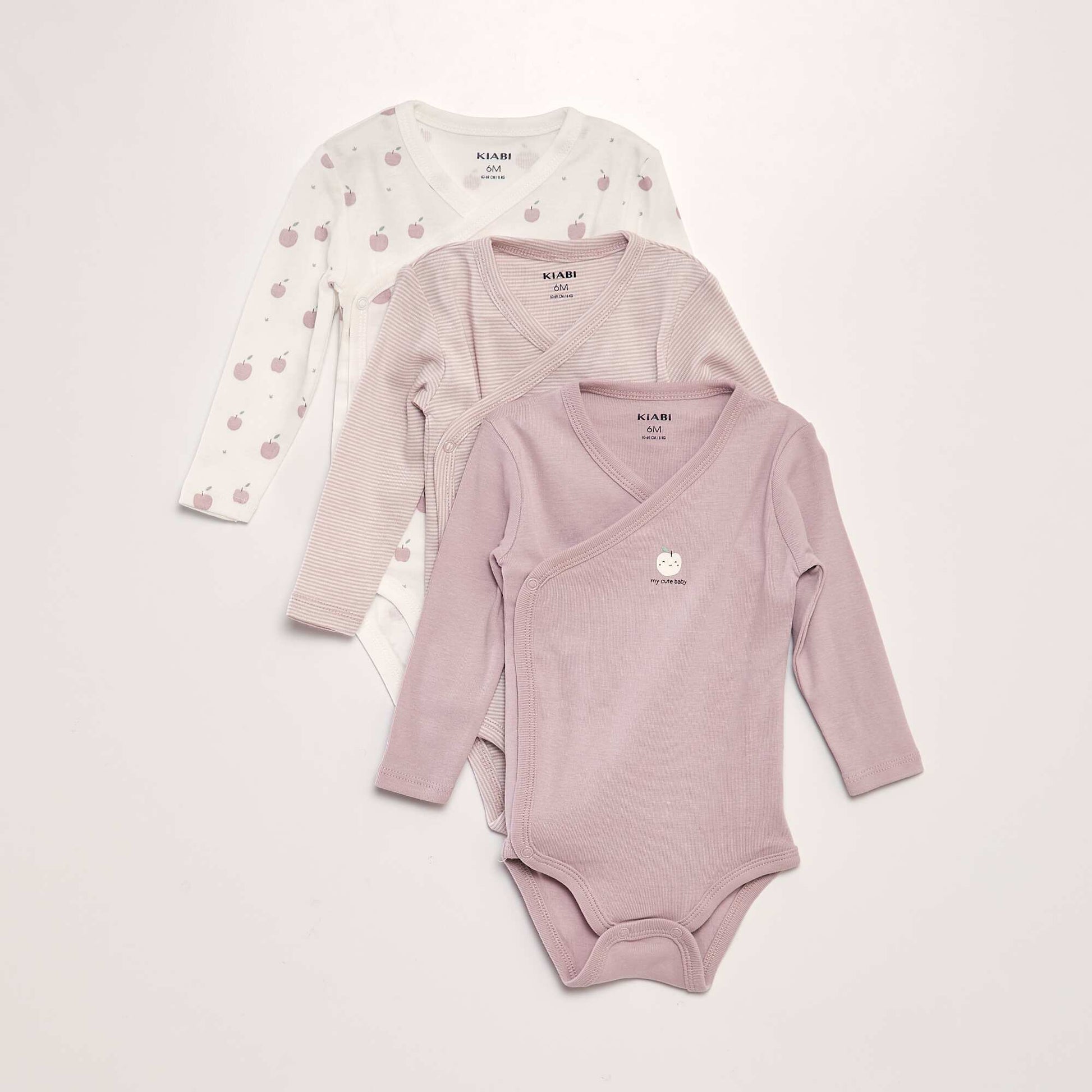 Lot de 3 bodies forme crois es Rose/blanc