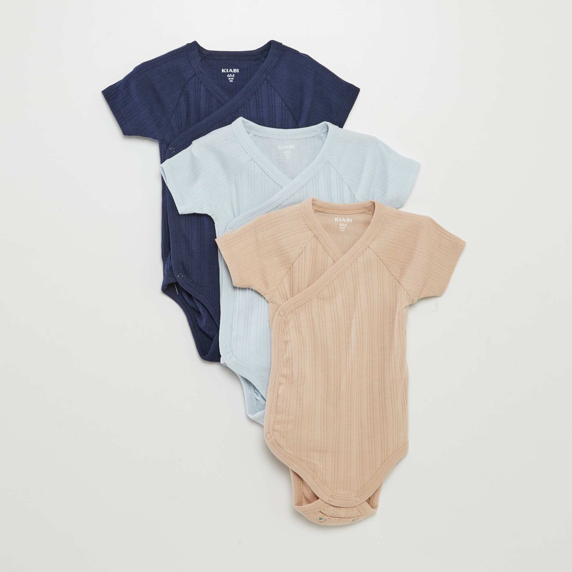 Lot de 3 bodies côtelés Bleu
