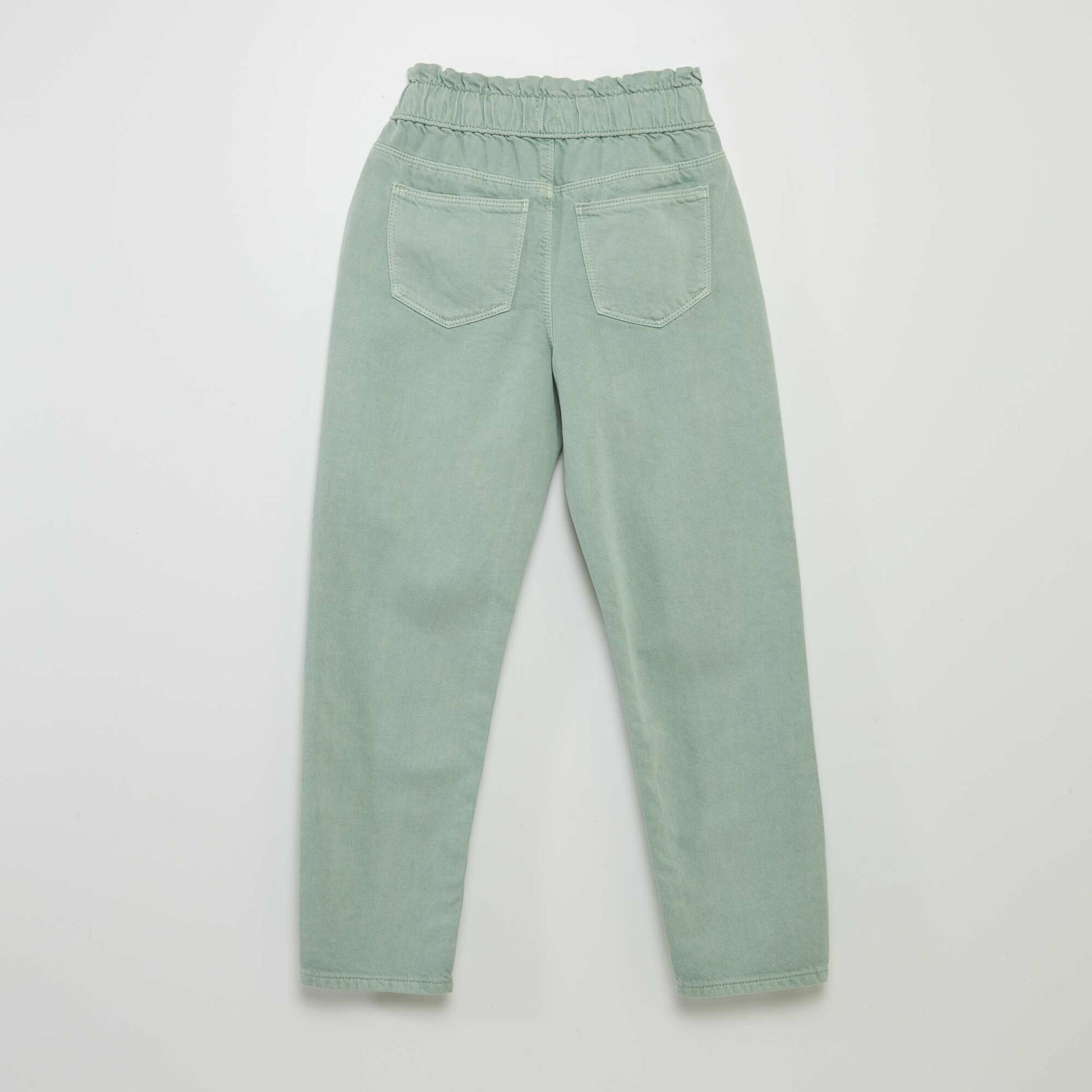 Pantalon twill volant e la ceinture Vert