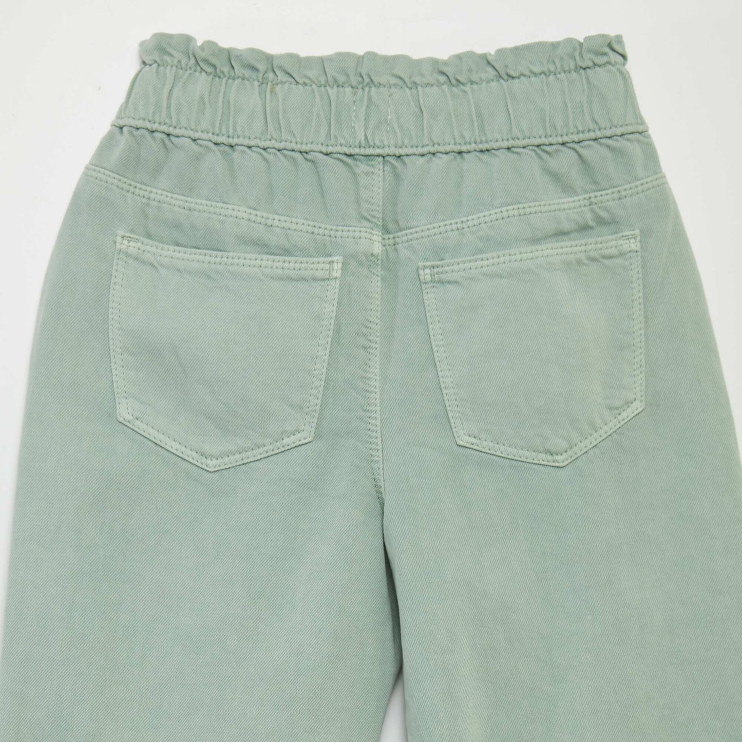 Pantalon twill volantée à la ceinture Vert