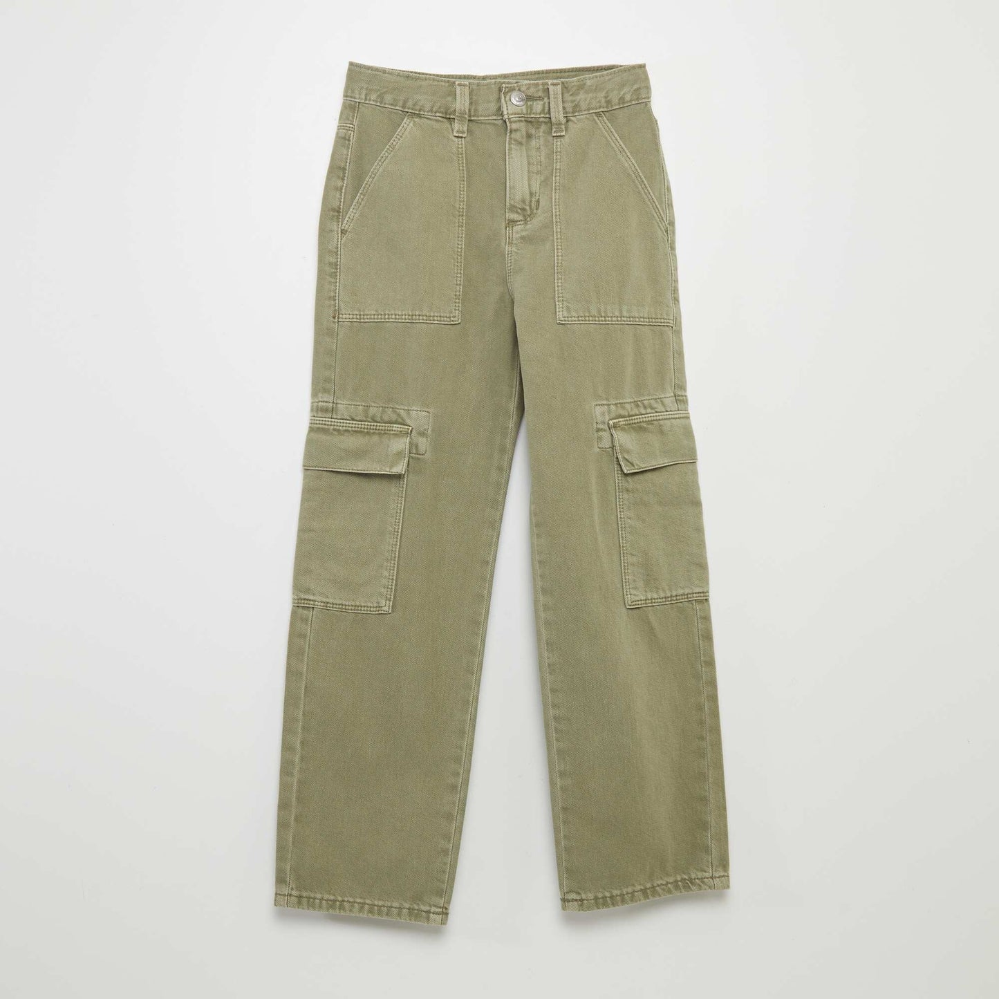 Pantalon denim multipoches Vert