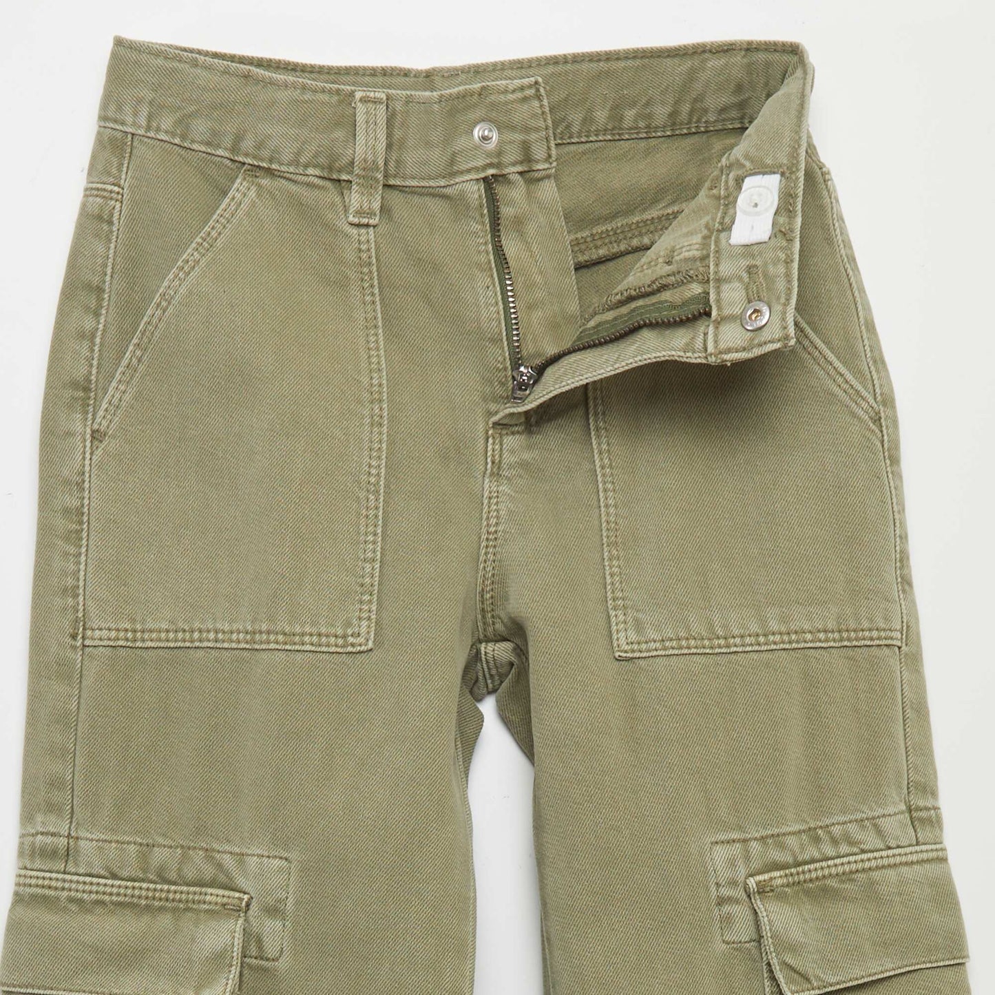 Pantalon denim multipoches Vert