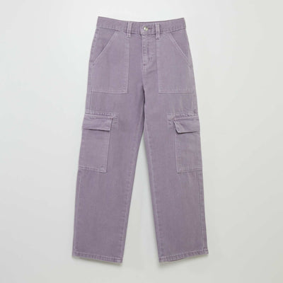 Pantalon denim multipoches Violet