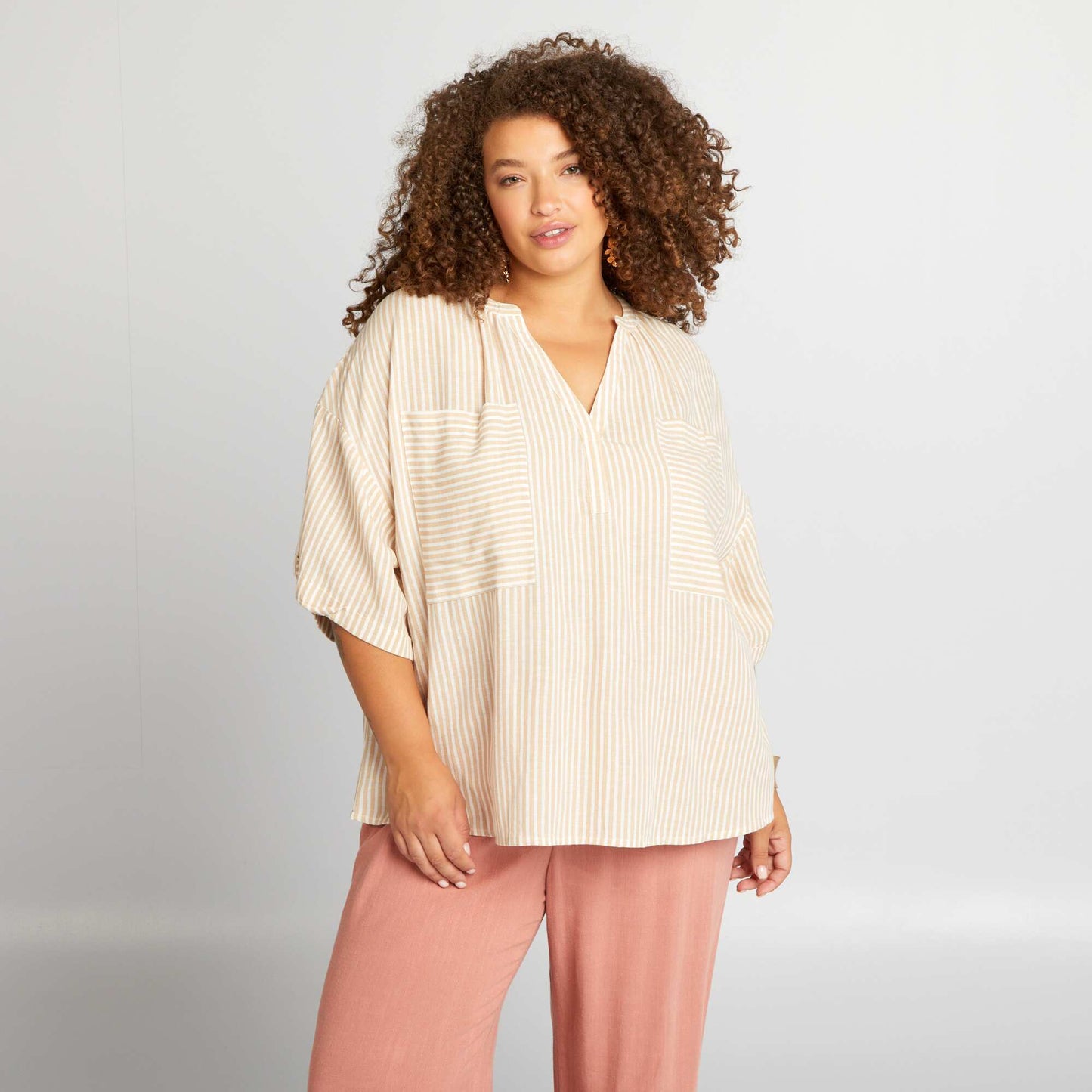 Blouse ample   col V Beige