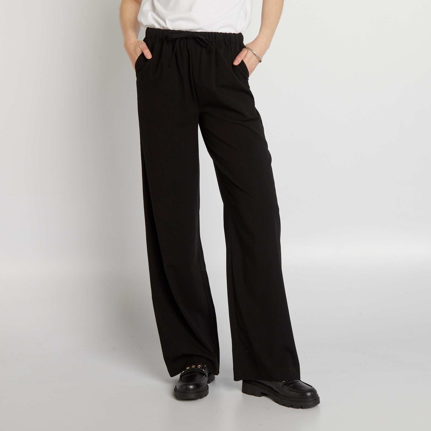 Pantalon uni large Noir