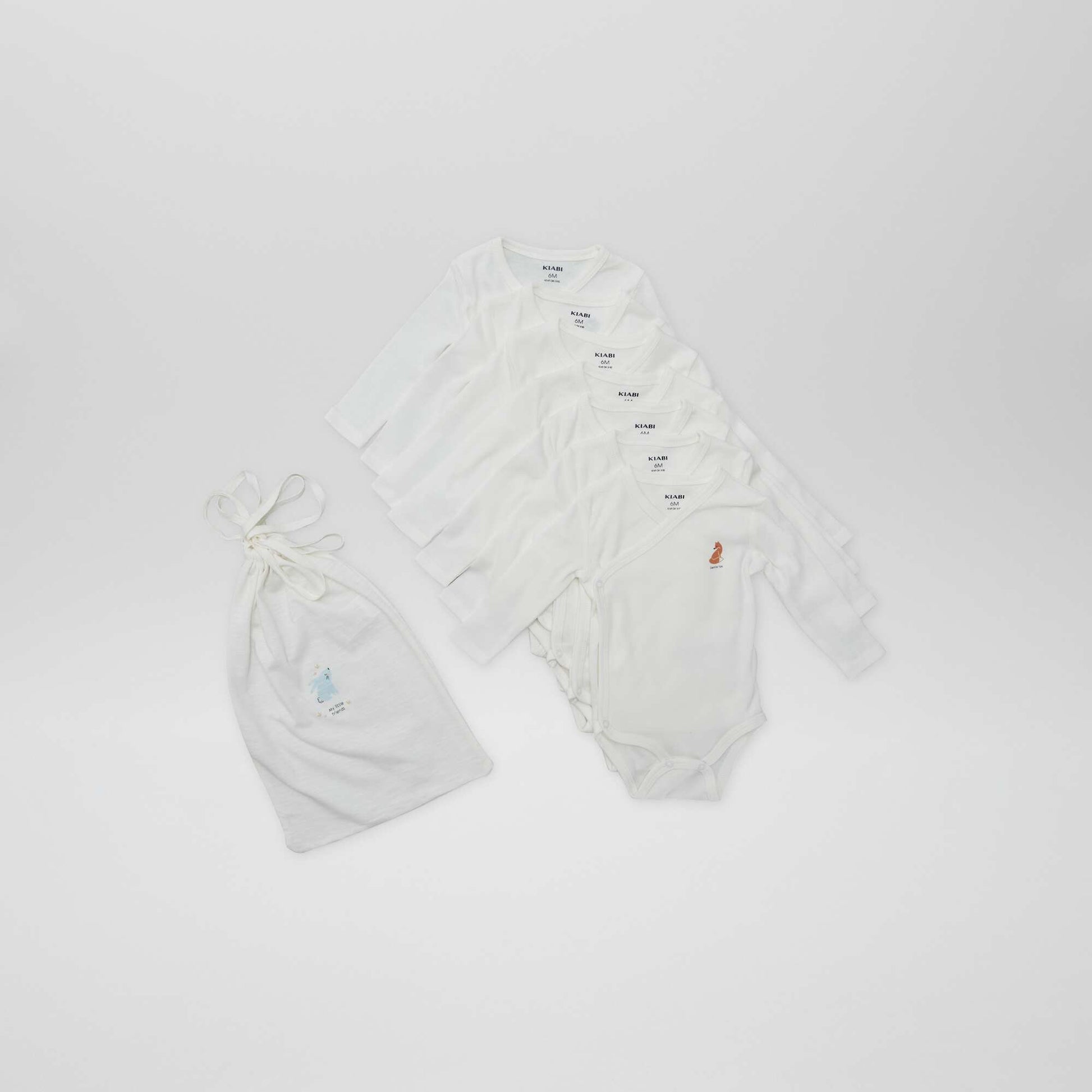 7 bodies à forme croisée + pochon de rangement BLANC