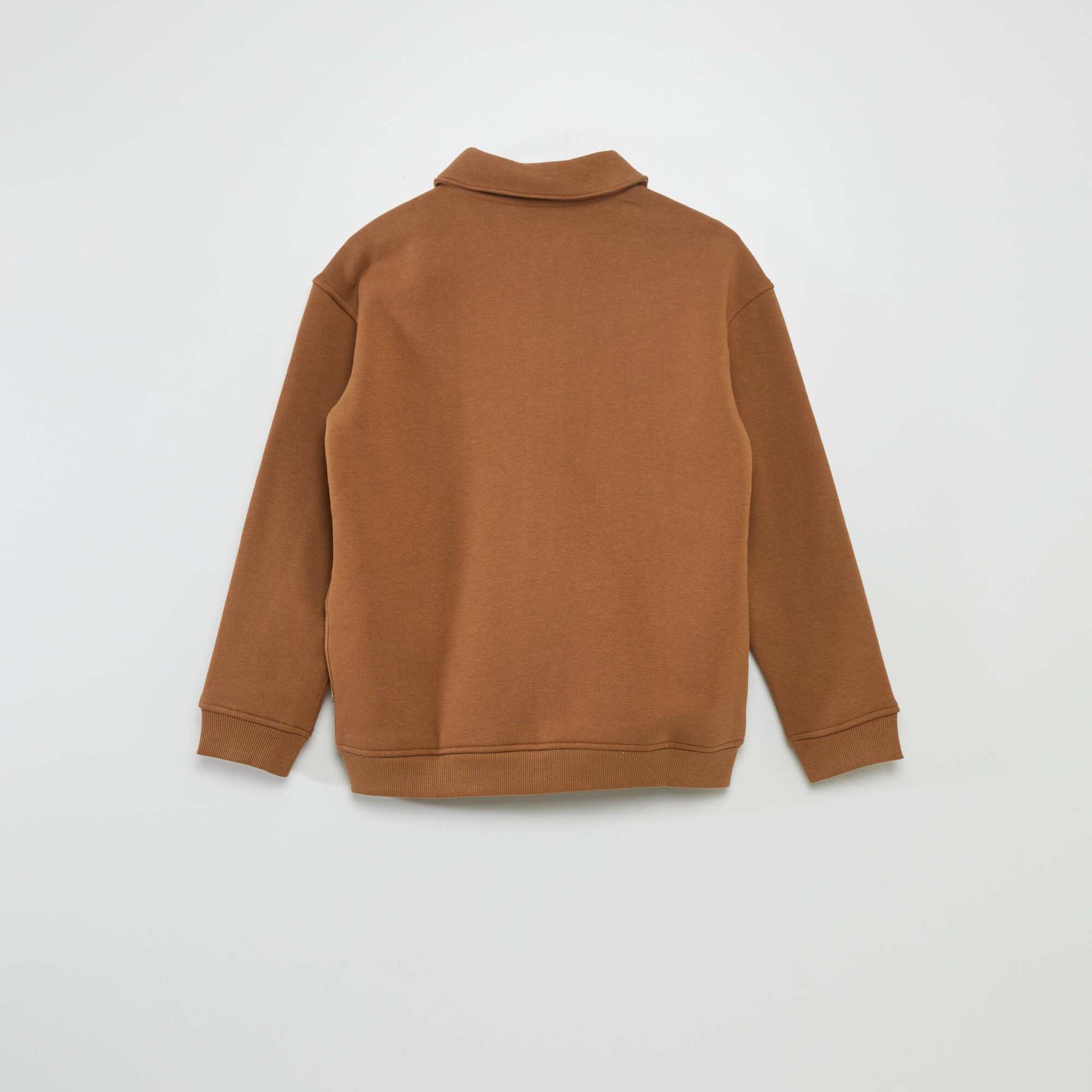 Sweat en molleton avec ouverture zipp e Marron