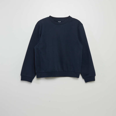 Sweat en molleton uni bleu marine