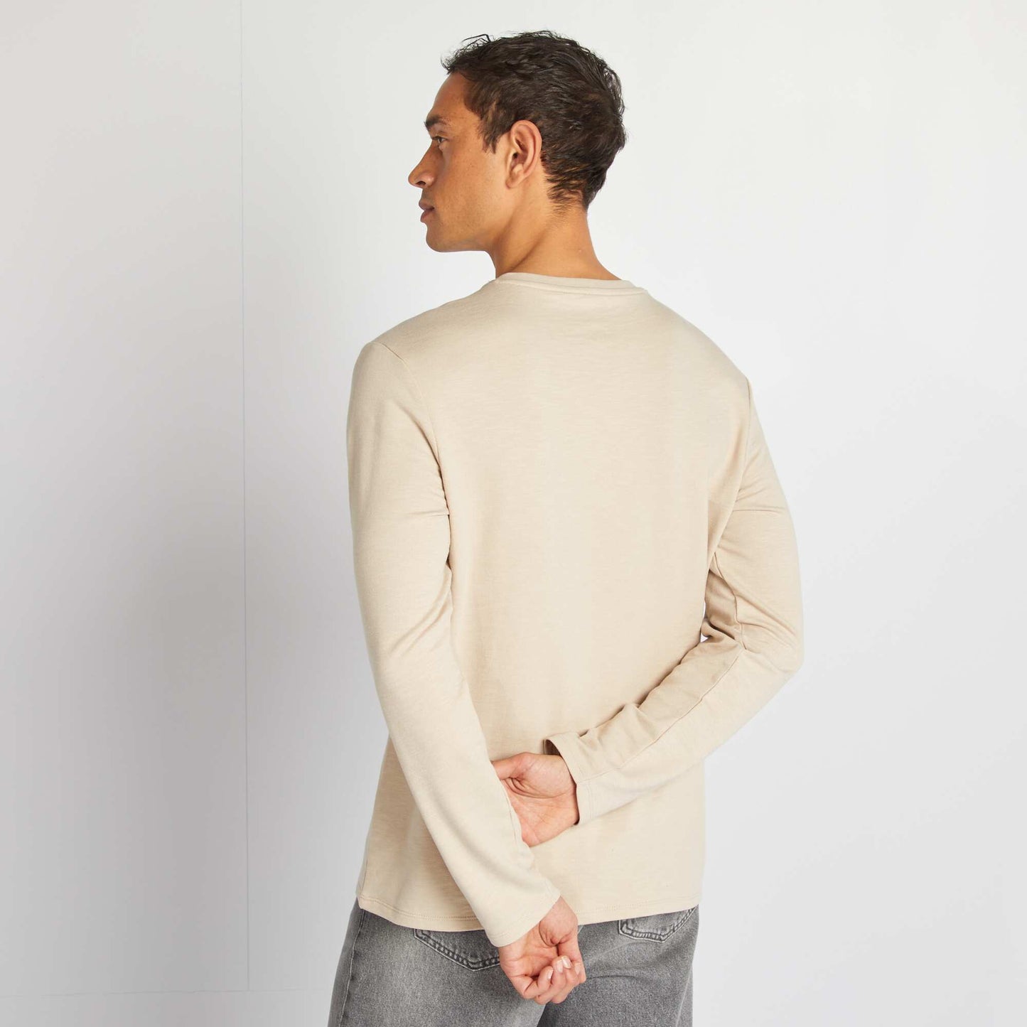 T-shirt à col tunisien Beige