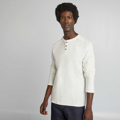 T-shirt col tunisien blanc