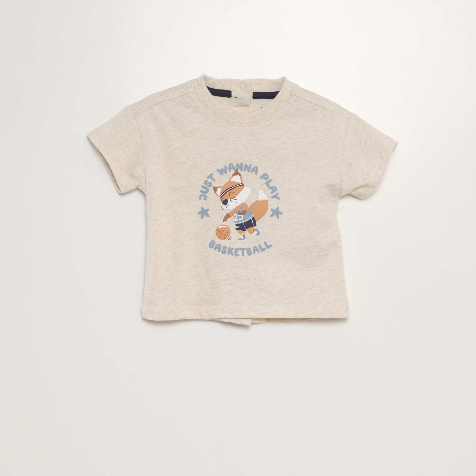 Tee-shirt manches courtes imprim Beige