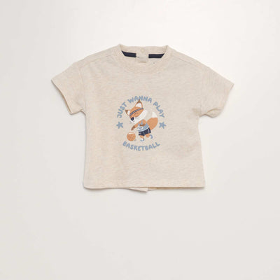Tee-shirt manches courtes imprim Beige