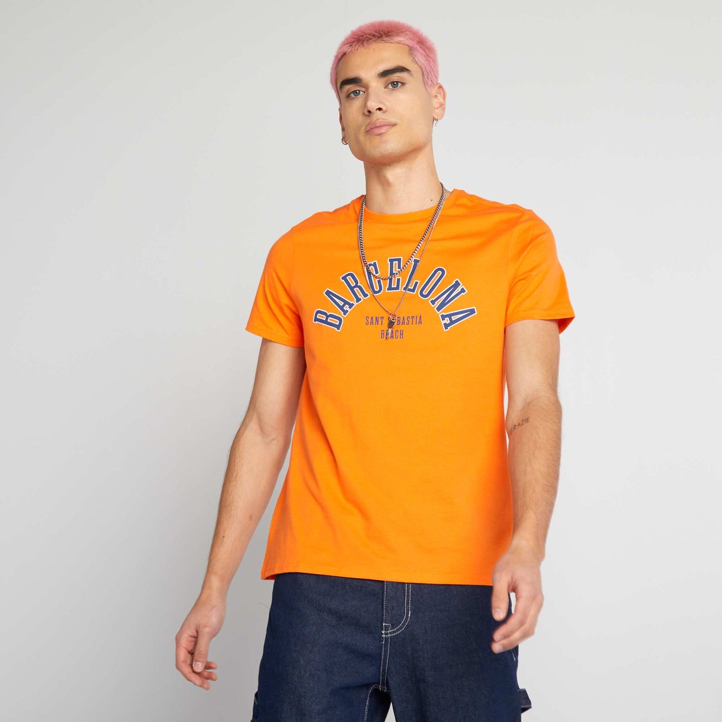 T-shirt imprim    message Orange