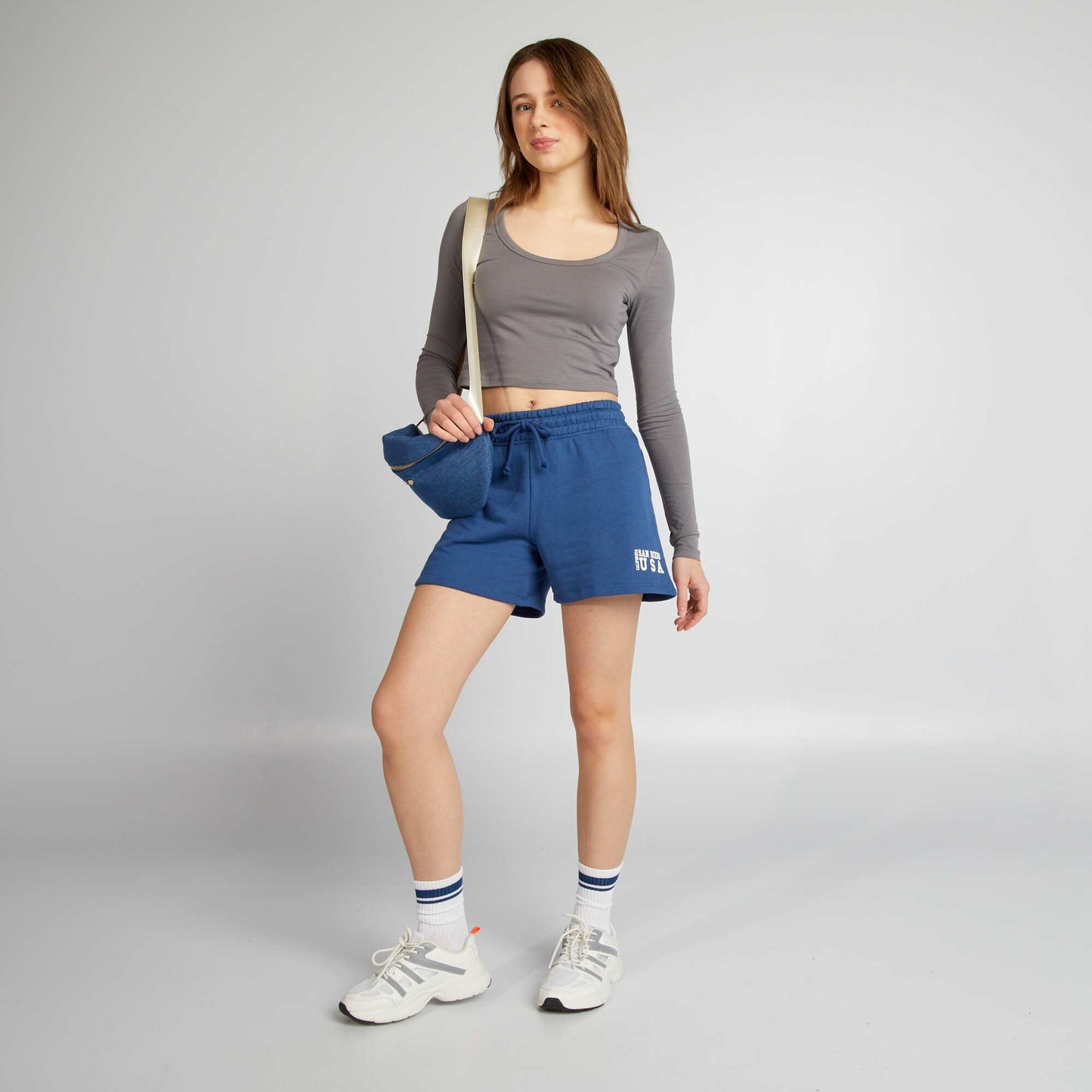 Crop-top manches longues Gris