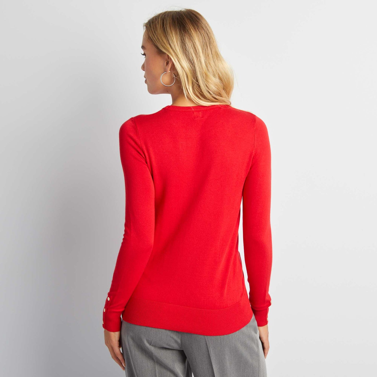 Pull manches longues maille fine Rouge