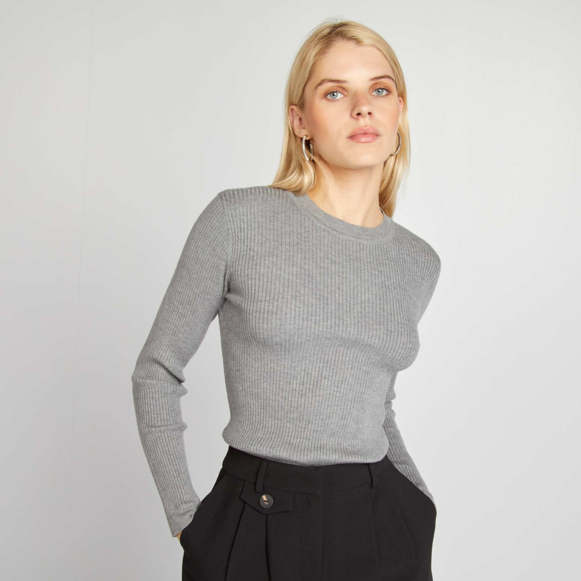 Pull c tel col montant Gris