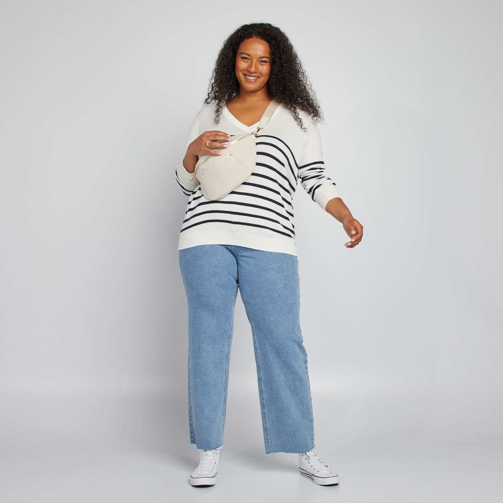 Pull en maille c tel e Blanc ray