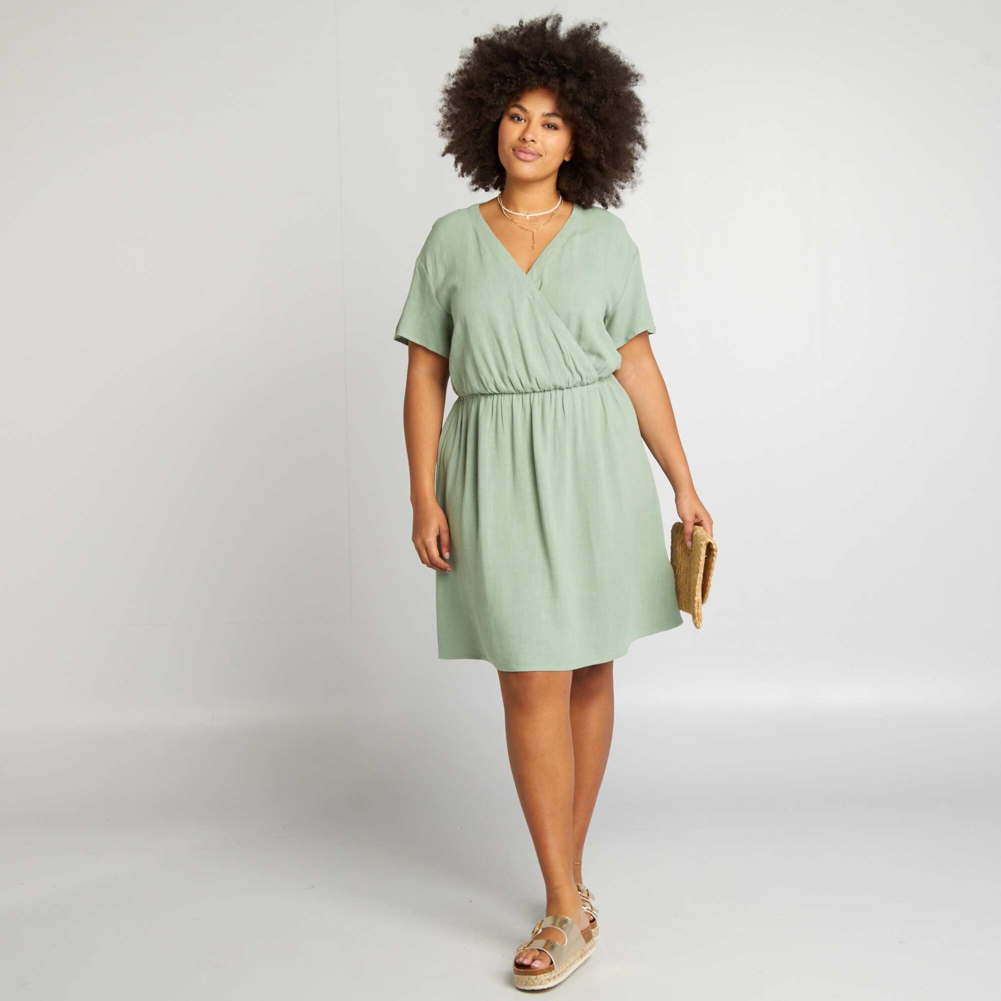 Robe courte cache-c ur Vert