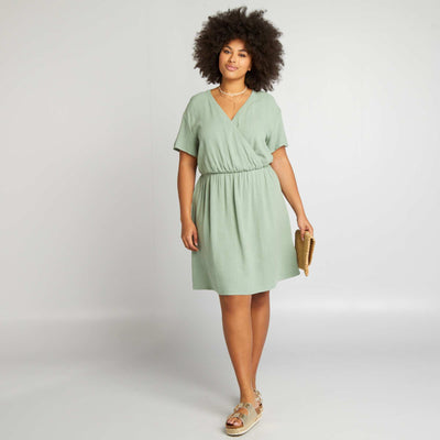 Robe courte cache-c ur Vert