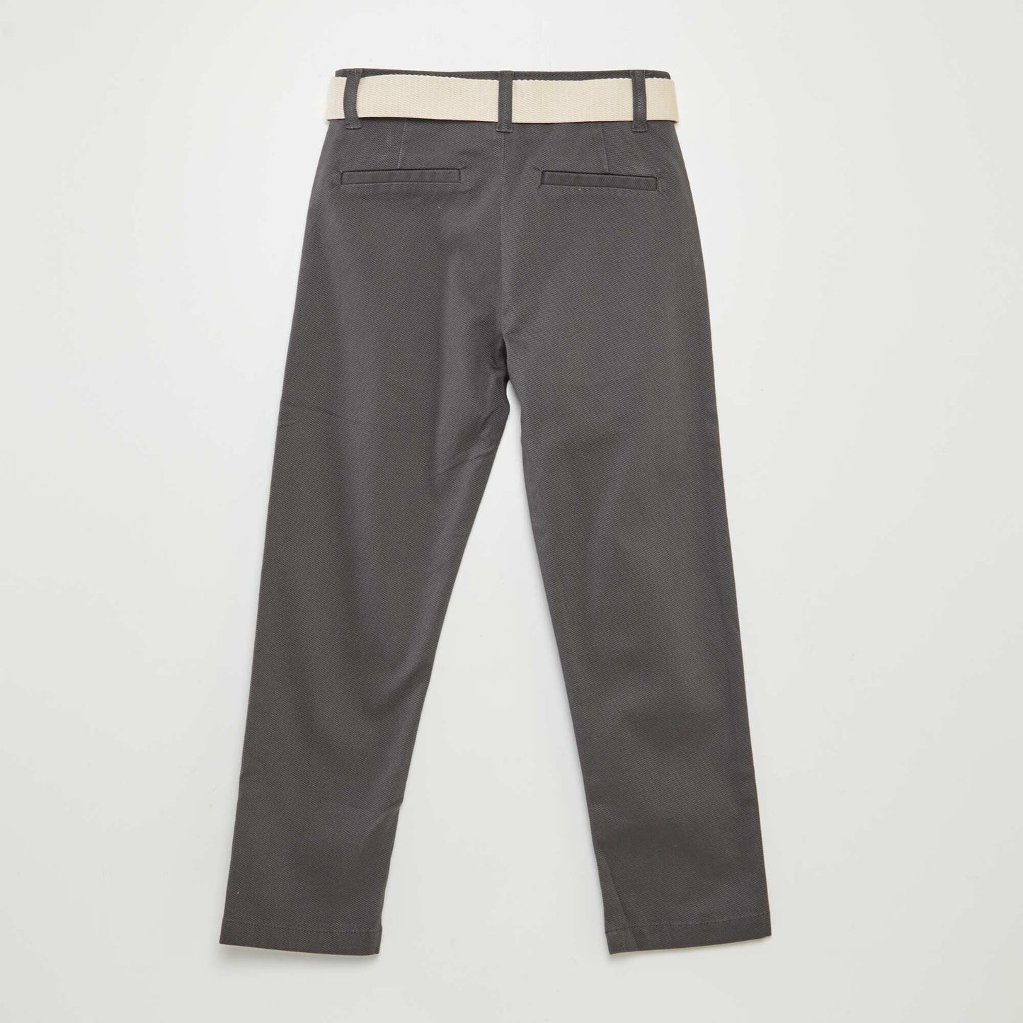 Pantalon chino en twill avec ceinture Gris