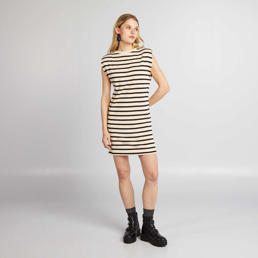 Robe courte c tel e et sans manches Beige