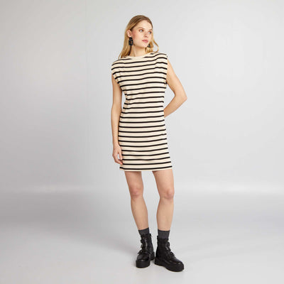 Robe courte c tel e et sans manches Beige