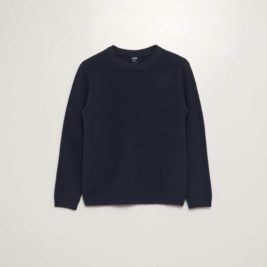 Pull en maille col rond bleu marine