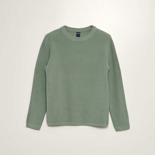 Pull en maille   col rond Vert