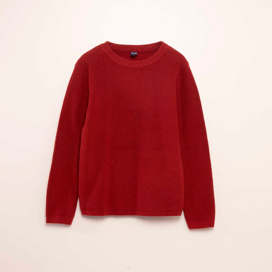 Pull en maille   col rond Rouge