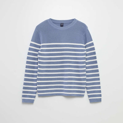 Pull en maille rayures Bleu