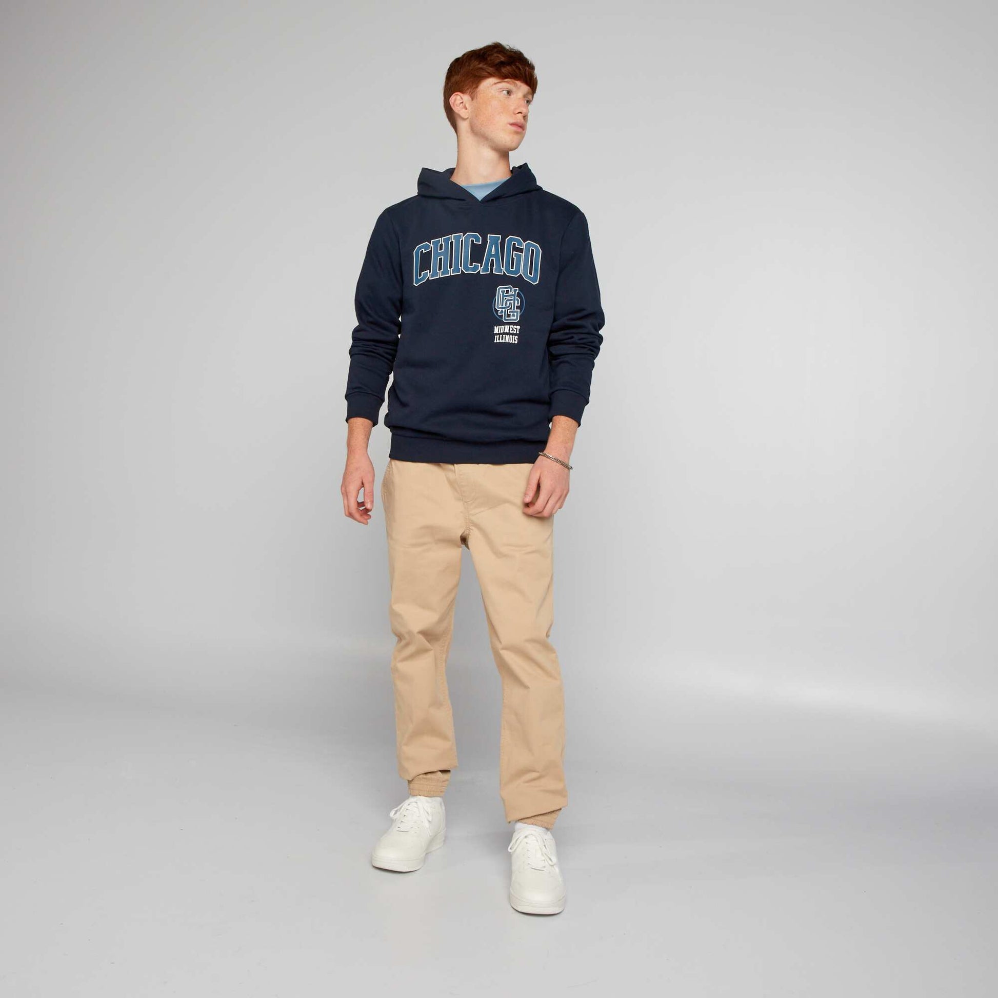 Sweat capuche en molleton Bleu marine 'Chicago'