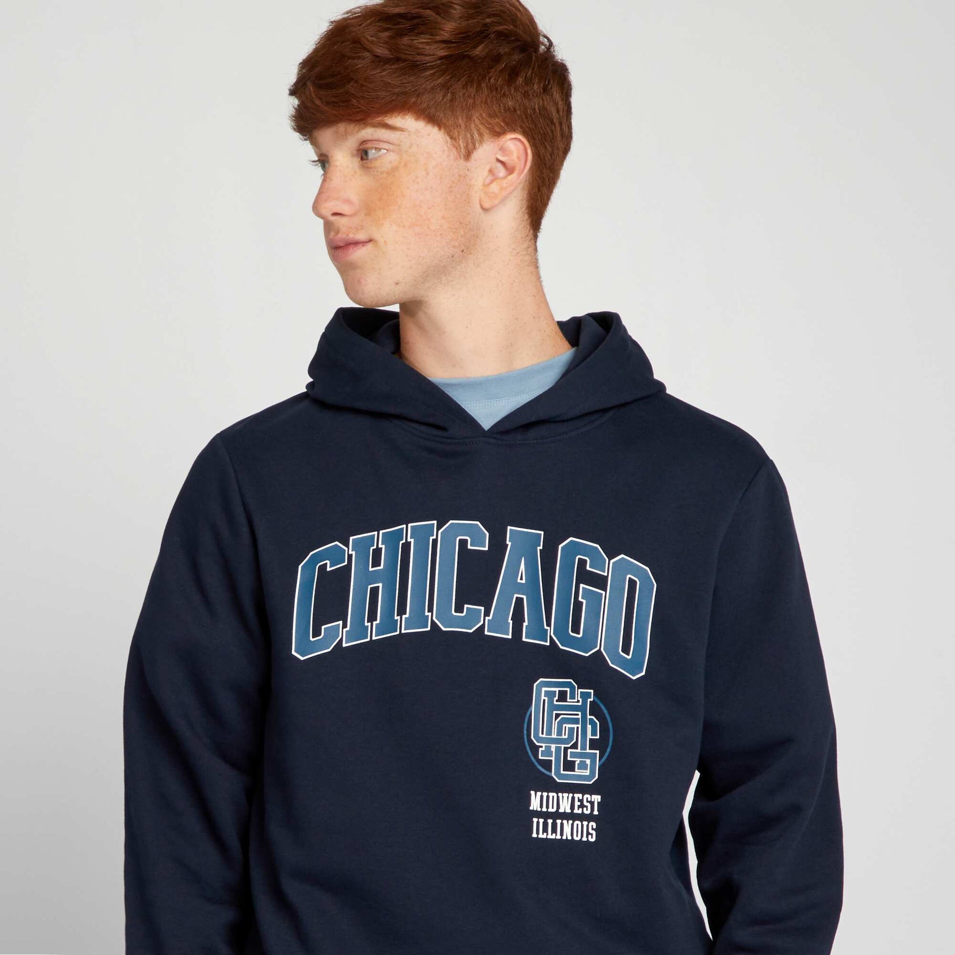 Sweat capuche en molleton Bleu marine 'Chicago'